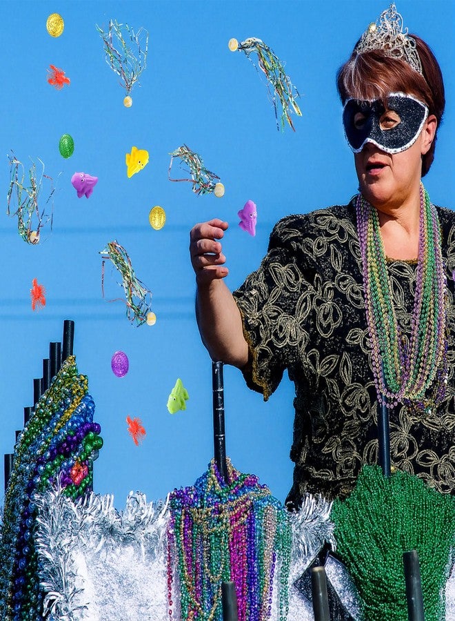 PullCrease 200 Pcs Mardi Gras Parade Throw Bulk Mardi Gras Purple Green Gold Beads Necklaces Plastic Coins Bouncy Balls Alligator Party Favors for Carnival St Patrick Day Celebrations - Image 5